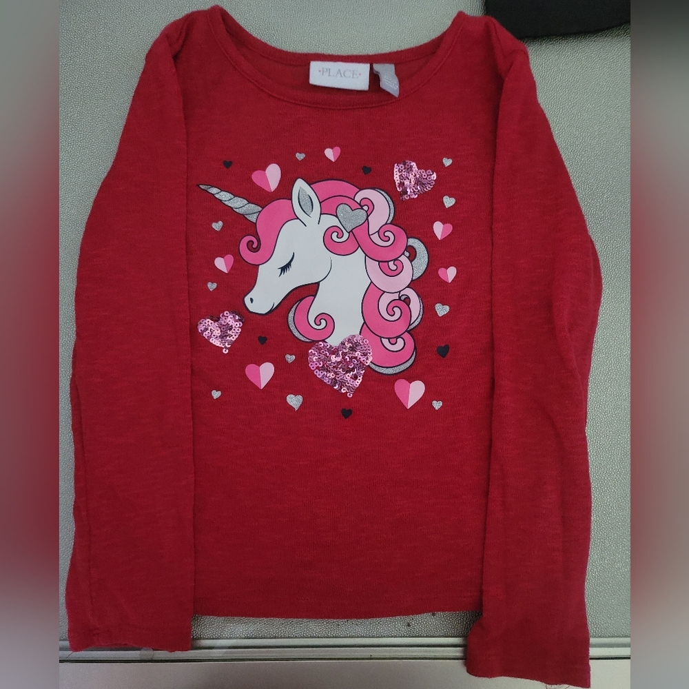 Red Unicorn Kids Shirt